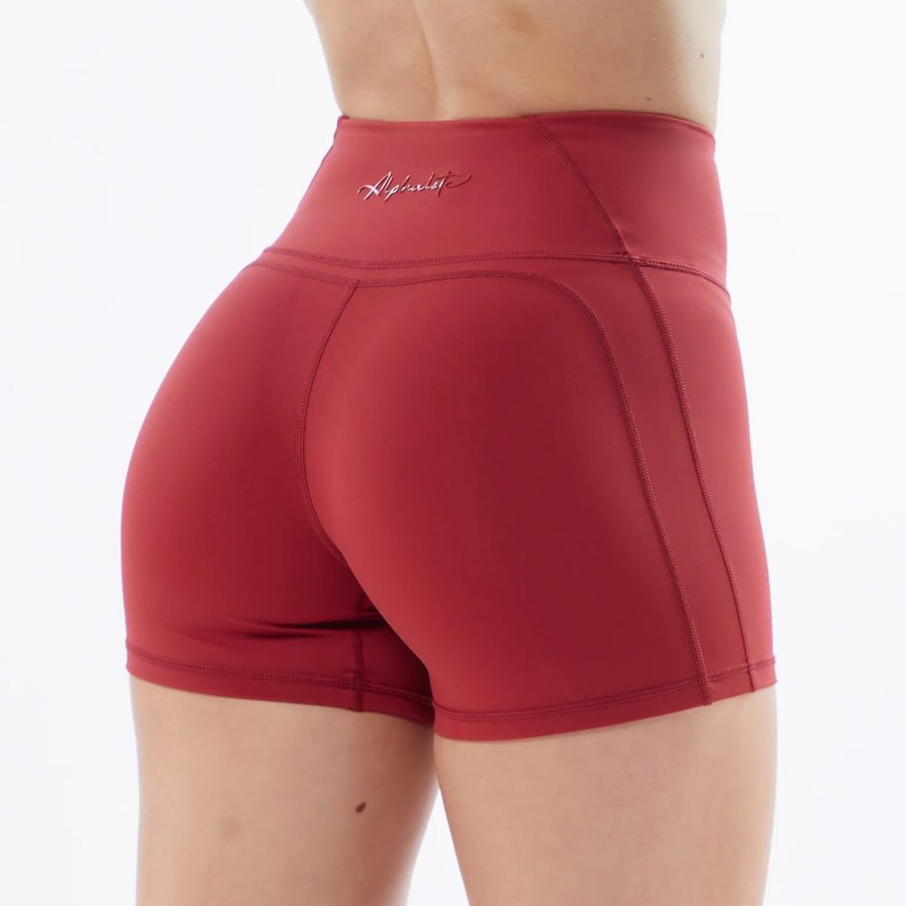 Alphalete Pulse Surge Short 4"- Tartan Red, Size Small